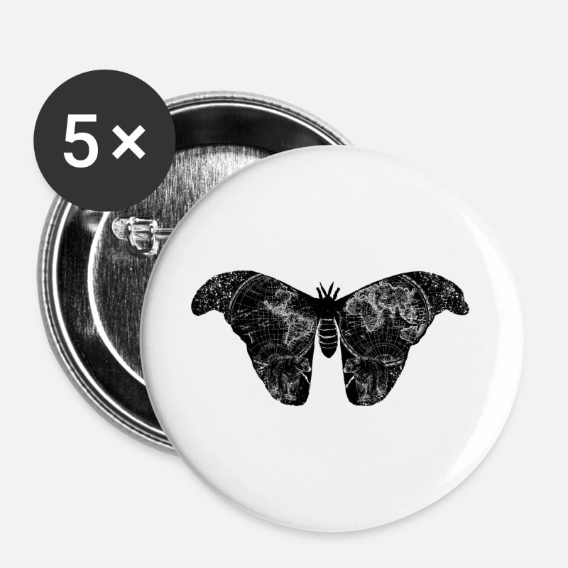 ATTACUS & WORLD MAP - Buttons large 2.2''/56 mm (5-pack) - white