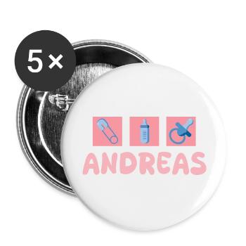 Schnuller Andreas - Buttons groß 56 mm (5er Pack) - Weiß - Vorne