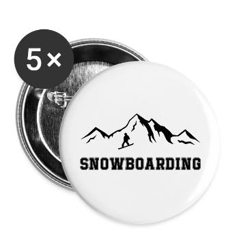 Planche à neige - Lot de 5 grands badges (56 mm) - blanc - Devant