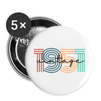 1951 vintage rétro - Lot de 5 grands badges (56 mm) - blanc - Devant