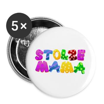 Baby Eltern Kind Geschenk Sprüche Geburt Mama Papa - Buttons groß 56 mm (5er Pack) - Weiß - Vorne