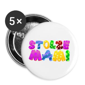 Baby Eltern Kind Geschenk Sprüche Geburt Mama Papa - Buttons groß 56 mm (5er Pack) - Weiß - Vorne