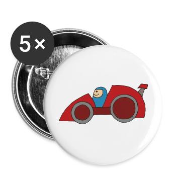 Voiture de course - Lot de 5 grands badges (56 mm) - blanc - Devant