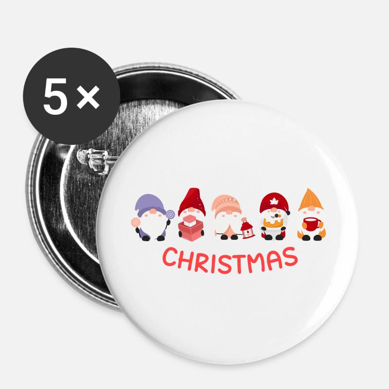 Christmas with 5 Santa - Buttons large 2.2''/56 mm (5-pack) - white