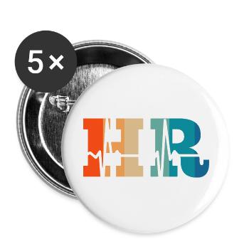 Retro Heartbeat Personalwesen - Buttons groß 56 mm (5er Pack) - Weiß - Vorne