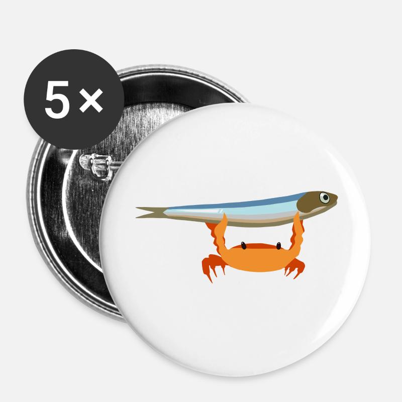 Proud Crab - Buttons large 2.2''/56 mm (5-pack) - white