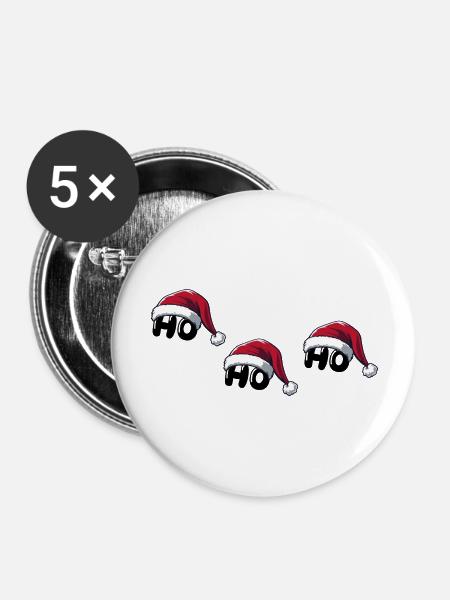 weihnachtsmann ho ho ho - Buttons groß 56 mm (5er Pack) - Weiß