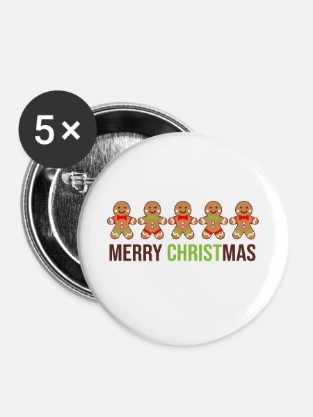 Lebkuchen Reihe - Lebkuchen Liebe - Buttons groß 56 mm (5er Pack) - Weiß