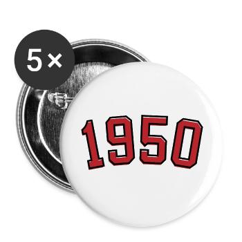 Année de naissance sport 1950 - Lot de 5 grands badges (56 mm) - blanc - Devant