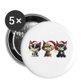 Grim Christmas Cats Trio Cadeaux - Lot de 5 grands badges (56 mm) - blanc - Devant