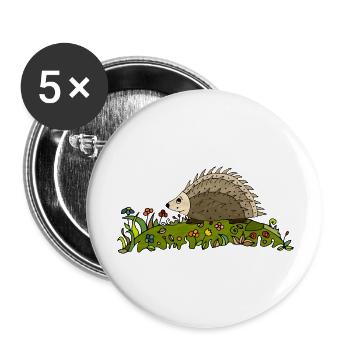 Igel - Buttons groß 56 mm (5er Pack) - Weiß - Vorne