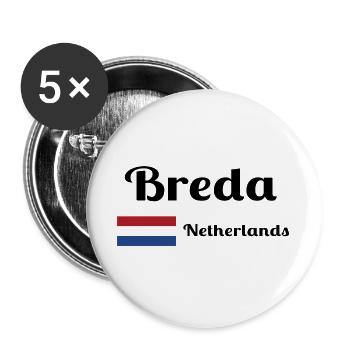 Breda Niederlande - Stilvolle Drucke - Buttons groß 56 mm (5er Pack) - Weiß - Vorne