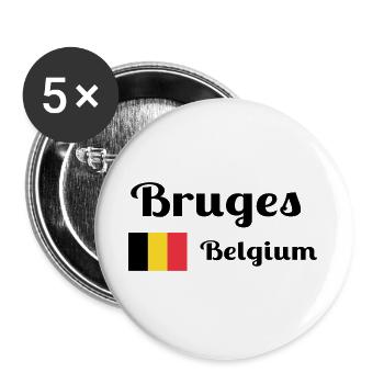 Bruges Belgique - Imprimés élégants - Lot de 5 grands badges (56 mm) - blanc - Devant