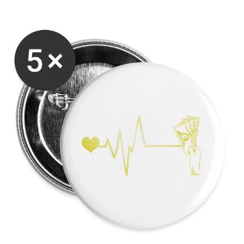 Cœur de pouls d’argent - Lot de 5 grands badges (56 mm) - blanc - Devant