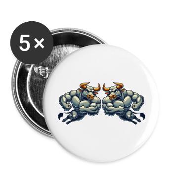 stier comic 2 - Buttons groß 56 mm (5er Pack) - Weiß - Vorne