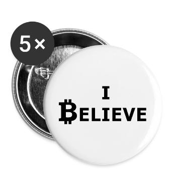Bitcoin schwarz - Buttons groß 56 mm (5er Pack) - Weiß - Vorne