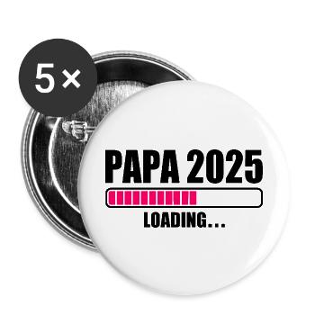 Papa 2025 - Buttons groß 56 mm (5er Pack) - Weiß - Vorne