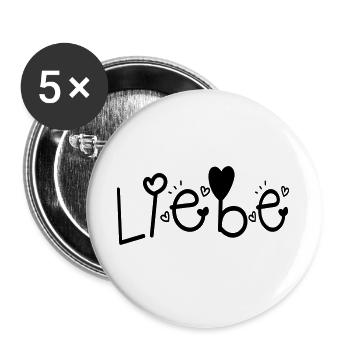 LIEBE VALENTINSTAG - Buttons groß 56 mm (5er Pack) - Weiß - Vorne