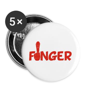 Der Finger (rot) - Buttons groß 56 mm (5er Pack) - Weiß - Vorne