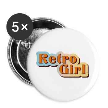 Retro Girl – 70s Vibes & Nostalgia - Buttons large 2.2''/56 mm (5-pack) - white - Front