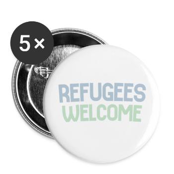 Refugees welcome retro - Buttons large 2.2''/56 mm (5-pack) - white - Front