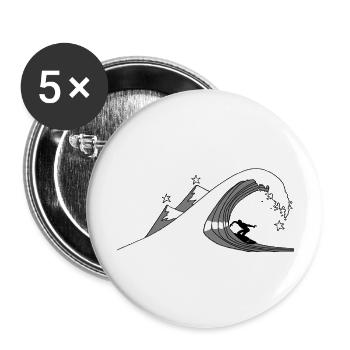 Sternen-Surfen - Buttons groß 56 mm (5er Pack) - Weiß - Vorne