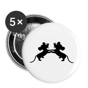 2 Mice Dance Hands Holding Couple Team Friends Love - Buttons large 2.2''/56 mm (5-pack) - white - Front