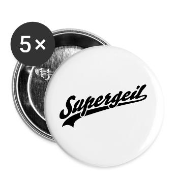 Supergeil - Buttons groß 56 mm (5er Pack) - Weiß - Vorne