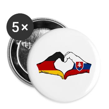 Germany Slovakia Flag Hands Heart Shape - Buttons large 2.2''/56 mm (5-pack) - white - Front