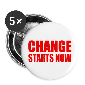 Change starts now - Buttons groß 56 mm (5er Pack) - Weiß - Vorne