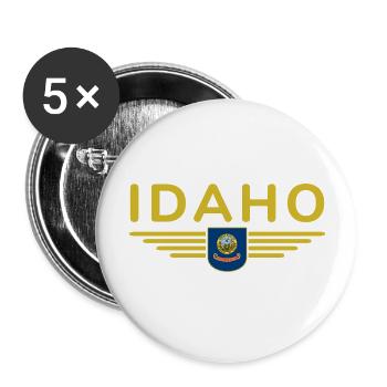Idaho Fan T-Shirt – Nature & Adventure - Buttons large 2.2''/56 mm (5-pack) - white - Front