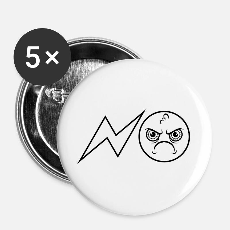 NO / Nö / Nein / Niemals / Auf keinen Fall - Buttons groß 56 mm (5er Pack) - Weiß