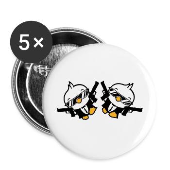 Birds 2 Weapons Guns Agent Sunglasses Cool - Buttons large 2.2''/56 mm (5-pack) - white - Front