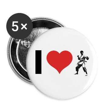 I love Karate - Martial Arts Design - Buttons groß 56 mm (5er Pack) - Weiß - Vorne