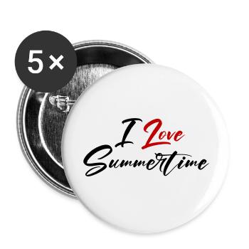 Ich Liebe Sommer - Buttons groß 56 mm (5er Pack) - Weiß - Vorne