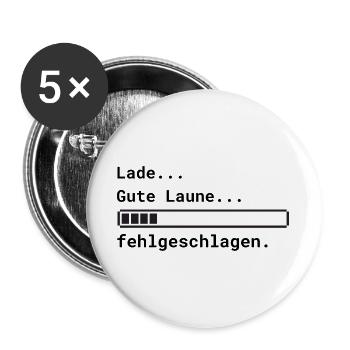 Lade Gute Laune - Buttons groß 56 mm (5er Pack) - Weiß - Vorne