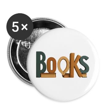 Lettres comme livres Typographie - Lot de 5 grands badges (56 mm) - blanc - Devant