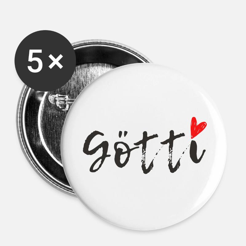 Götti - Buttons groß 56 mm (5er Pack) - Weiß