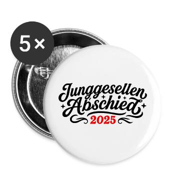 Junggesellen Abschied 2025 - Buttons groß 56 mm (5er Pack) - Weiß - Vorne