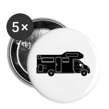 Motorhome silhouette – simple camping design - Buttons large 2.2''/56 mm (5-pack) - white - Front