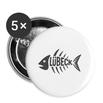 Lübecker Fischgrät - Buttons groß 56 mm (5er Pack) - Weiß - Vorne