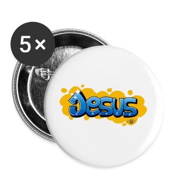 Jésus sauve - Lot de 5 grands badges (56 mm) - blanc - Devant
