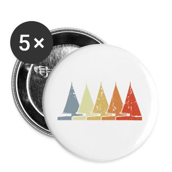 Segelboot Skizze - Buttons groß 56 mm (5er Pack) - Weiß - Vorne