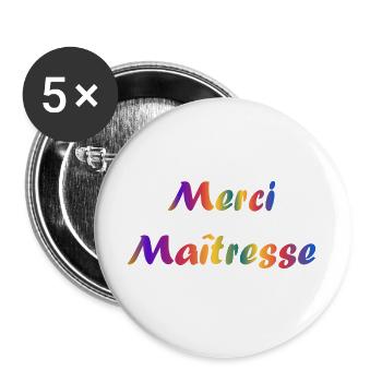 MISTRESS. MASTER. THANK YOU. THANK YOU MISTRESS. GIFT. - Buttons large 2.2''/56 mm (5-pack) - white - Front
