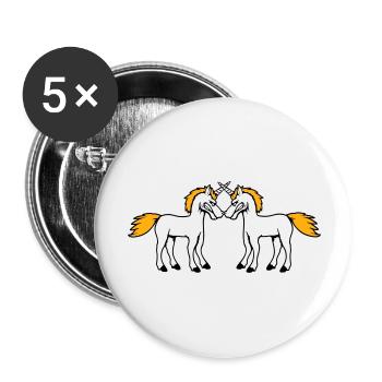 2 Unicorns Fight Evil Angry Attack Duel Team - Buttons large 2.2''/56 mm (5-pack) - white - Front