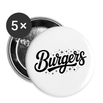 Burger - Cool Fastfood Logo - Lot de 5 grands badges (56 mm) - blanc - Devant