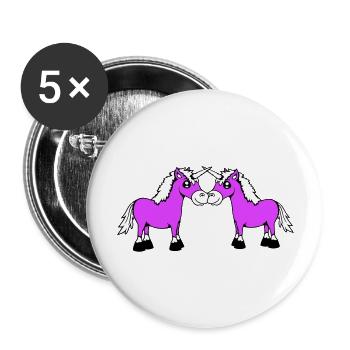 2 Unicorns Team Pair Horns Friends Welcome Cute - Buttons large 2.2''/56 mm (5-pack) - white - Front