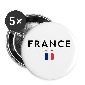 French pride, minimalist sleek design - Buttons large 2.2''/56 mm (5-pack) - white - Front