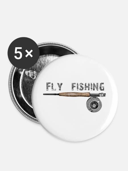 Fly fishing - Buttons groß 56 mm (5er Pack) - Weiß