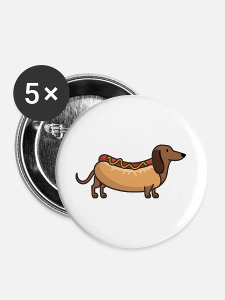 Dackel Lustiges Tier - Buttons groß 56 mm (5er Pack) - Weiß